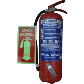 Resim Miralaz Ticaret 6 kg Yangın Söndürme Tüpü +Fosforlulevha + Askı Aparatı 