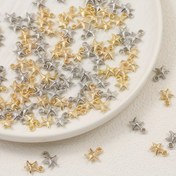 Resim 50 adet Şık Denizyıldızı Kolye Boncukları - DIY Takılar, Saç Aksesuarları ve Telefon Kılıfı Süslemeleri için Büyük Deliklerle Sevimli Plastik Şanslar (Altın ve Gümüş) 