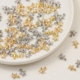 Resim 50 adet Şık Denizyıldızı Kolye Boncukları - DIY Takılar, Saç Aksesuarları ve Telefon Kılıfı Süslemeleri için Büyük Deliklerle Sevimli Plastik Şanslar (Altın ve Gümüş) 