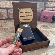 Resim sihirlihediyem Elektronik Şarjlı Usb Çakmak Ve Metal Sigara Kutusu 
