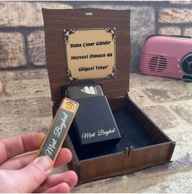 Resim sihirlihediyem Elektronik Şarjlı Usb Çakmak Ve Metal Sigara Kutusu 