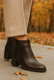 Resim Kadın Fermuarlı Topuklu Bot Kahverengi 