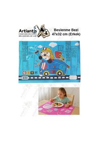 Resim Beslenme Bezi Erkek Modeli Yıkanabilir 32x47 Cm 1 Adet Beslenme Örtüsü Okul Öncesi Kreş Anasınıfı İlkokul İçin İdeal Açık Mavi 