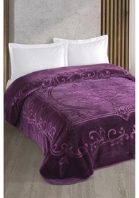 Resim Taç Kristal Emboss Çift Kişilik Battaniye Mürdüm Mürdüm 