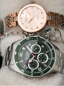 Resim Ferrucci Gümüş Rose Renk Çelik Kordon Sevgili Çift Kol Saatleri Tesbih Bileklik 