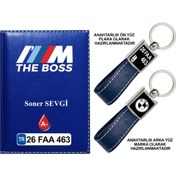 Resim Plakanıza Özel Bmw The Boss Logolu Lacivert Ruhsat Kabı Ve Anahtarlık 