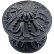 Resim Antika Tarz Dekoratif Pirinç Çiçekli Kapı Tokmağı - 80 Mm Çap, Oksit 