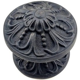 Resim Antika Tarz Dekoratif Pirinç Çiçekli Kapı Tokmağı - 80 Mm Çap, Oksit 