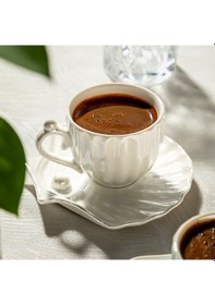 Resim Nehir Perla 6 Kişilik 12 Parça Porselen Kahve Fincan Takımı Beyaz 