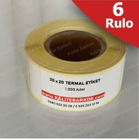 Resim 30X20 Termal Etiket 6 Rulo Barkod Etiket Kalite Barkod 