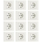 Resim Genel Markalar 12 Adet Ovivo Grano Beyaz Topraklı Priz Paket Çerçeve Dahildir 