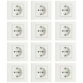 Resim Genel Markalar 12 Adet Ovivo Grano Beyaz Topraklı Priz Paket Çerçeve Dahildir 