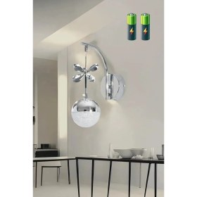 Resim Şık Sarkıt Krom Kaplama Oturma Yatak Mutfak Çocuk Odası Duvar LED Pilli Aplik 