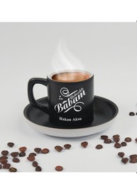 Resim Bk Gift Kişiye Özel İsimli Baba Temalı Siyah Türk Kahvesi Fincanı&cüzcan&çakmak&sigara Kutusu Hediye Seti-6, Babaya Hediye, Babalar Günü Hediyeleri Ko 