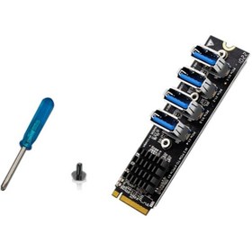 Resim Keepro M.2 Nvme To 4 Ports Pcı-E 1x USB 3.0 Riser Card M.2 B-Key Pcı-E Interface For Miner Ethereum Mining 