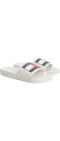 Resim Tommy Hilfiger Erkek Ekru Pool Slide Ess Terlik Düz Topuk ile Rahat Kullanım 