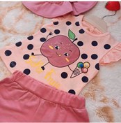 Resim Kız bebek dondurma desenli 3'lü pijama takımı 