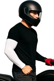 Resim Ferzin Motosiklet Bisiklet Rüzgarlık, Güneşlik Kolluk Koruyucu Beyaz 