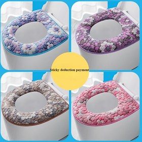 Resim 1pc Sıcak Mercan Kadife Klozet Kapağı Örtüsü, Yıkabilir Mercan Kadife Klozet Kapağı Yastığı, Yumuşak Elektriksiz Banyo Aksesuarı, Evrensel Uygun, Kolay Yapışkan Montaj ile Kış Sıcaklığı için 