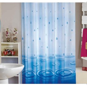Resim Zethome Jackline Banyo Duş Perdesi 5020 Tek Kanat Mavi 1X180X200 Mavi 