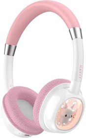 Resim Havit H698BT Bluetooth Kulak Üstü Işıklı Çocuk Kulaklığı - Oyuncak Tasarım, 85dB Güvenli Ses Sınırı, BT5.4 (Pembe) 
