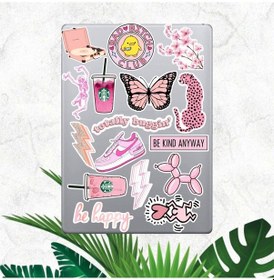 Resim Pembe Temalı Sticker Seti Laptop Ajanda Pc Tablet Telefon Defter Etiket Bullet Journal Diğer 