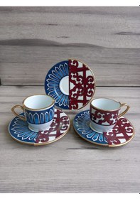 Resim Fermato 4 Parça 2 Kişilik Porselen Türk Kahvesi Fincan Takımı Olivia Serisi Renkli 