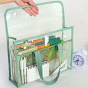 Resim Genişletilebilir PVC Organizatör Çantası - Şeffaf Pencereli, Hafif ve Dayanıklı Dosya Klasörü, Ofis, Okul, Seyahat İçin - Kalemler, Defterler, Planlayıcılar İçin İdeal - Öğrenciler, Profesyoneller, Yöneticiler için Masaüstü Depolama Çözümü, Taşınabilir Tasarım, Sağlam Kulplar, Yönetim Araçları 