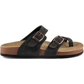 Resim Fly Soft S042.031 Kadın Parmak Arası Çift Tokalı Mantar Taban Comfort Terlik Siyah Siyah 