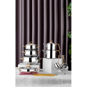 Resim Taç Vallena 15 Parça Çelik Çeyiz Seti Gold 