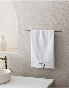 Resim Madame Coco Palmy Nakışlı %100 Pamuk Yüz Havlusu - Beyaz - 50x76 Cm 8684427212400 Beyaz 
