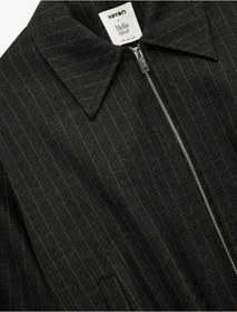 Resim Koton Koton X Melis Ağazat - Uzun Kollu Cepli Fermuarlı Crop Bomber Ceket Gri Çizgili 6wak20413ew Gri Çizgili 