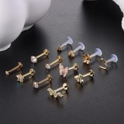 Resim 1 adet FLORIDECO 16G Cerrahi Çelik Labret Helix Küpeler, İpliksiz İtme Dudağa Halkalar, Tragus Medusa Conch Monroe Piercing Takıları Kadınlar İçin, Sevimli Japon & Kore Tarzı, Sentetik Zirkonya, Günlük & Parti Giyimi, Sevgililer Günü Hediyesi, Bling Küpeler 