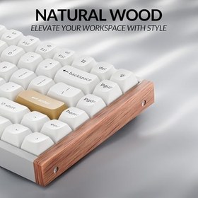 Resim Keychron K2 HE RGB Manyetik Switch 2.4 GHz Kablosuz İngilizce Ahşap Kenarlı Beyaz Klavye 