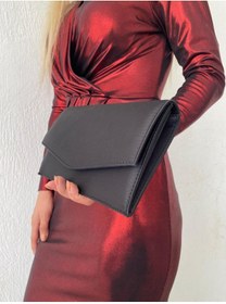 Resim she poly Saten Siyah Abiye Çanta Clutch Portföy Askılı Omuz ve El çantası 2023 