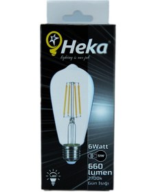 Resim Heka 6W 230V 2700K E27 ST64 Led Flamanlı Rustik Ampul 