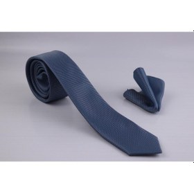 Resim Demfashion Özel Desenli Kravat Mendil Seti - Mavi (533048352) Mavi 