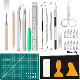 Resim 27 Parça Vinil Kesim ve Temizleme Alet Seti, Kesim Matı, Scrapbooking Aletleri, DIY Sanat Aletleri, Hassas Vinil Temizleme Seti 