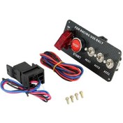 Resim Racing Stili Araba Modifikasyonu Anahtar Paneli - Kırmızı Başlatma Düğmesi Ve 3 Toggles, Karbon Fiber, 12v, Dıy Montaj Seti 