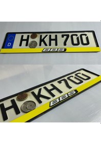 Resim Dekor Araç Plakalığı ''bbs Sarı"desenli Oto Plakalık Plastik 2 Adet 