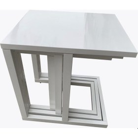 Resim Riva 3'Lü C Zigon Sehpa-Lake Beyaz-Tamamı Ahşap 