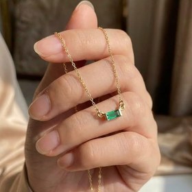 Resim 925 Ayar Gümüş Baget Taşlı Kolye - Minimalist Baguette Necklace - 14 Ayar Altın Kaplama Gold/Rose Gold/Silver Zarif Kadın Kolyesi 