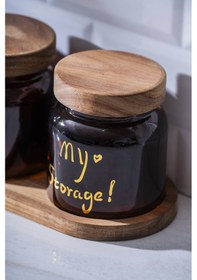 Resim Acar Pierre Akasya Kapaklı Kavanoz Seti - 12 Cm Kahverengi 