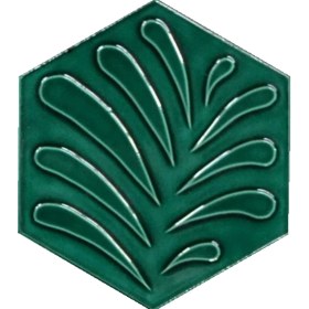 Resim Armada Çini 15x17 cm Yaprak Yeşil Altıgen Çini Karo 