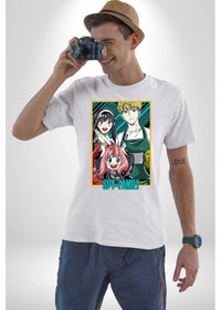 Resim Spy X Family Anime Özel Tasarım Unisex Unisex Beyaz Organik Baskılı T-shirt Penye Yüksek Kalite Beyaz 