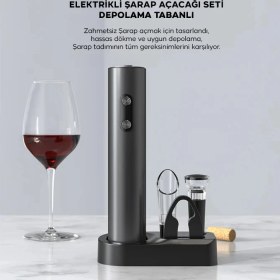 Resim Zenvia Ezere Sarjlı Otomatik Şarap Açacağı Tirbuşon Seti Şarap Açma SETI-(5775) ZNV-HBY3245 
