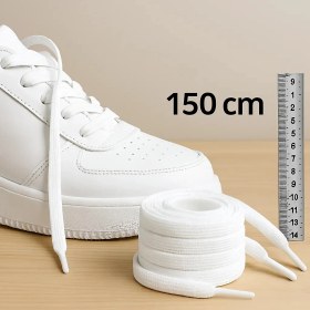 Resim Mece Spor 150 cm Yassı Beyaz Bağcık - Tüm Spor ve Günlük Ayakkabılarla Uyumlu" 