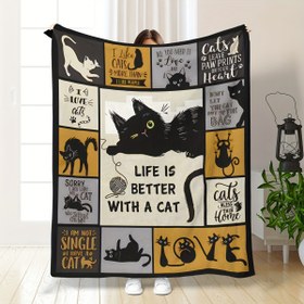 Resim Kaprisli Kedi Temalı Battaniye - Dijital Baskılı Rahat Flanel, Hipoalerjenik & Her Mevsim İçin - Koltuk, Şekerleme, Klima, Kamp İçin Mükemmel - Kedi Severler İçin Çekici Hediye 