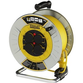 Resim Stanley Profesyonel Metal Bakır Kablolu Makara 50M 3X1.5 MM Kapaklı Ip44 Termikli - SXECFM2RBXE 