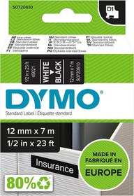 Resim Dymo S0720610, D1 Yedek Şerit (12 Mm X 7 Mt), Siyah/beyaz (45021) 